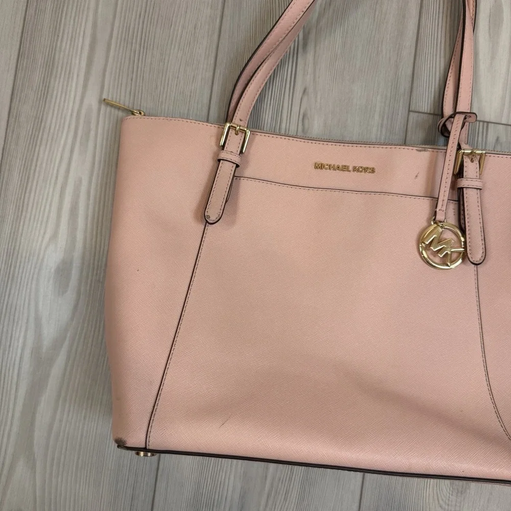 Michael Kors Ciara Zip Tote Bag Pink‎ Saffiano Leather Shoulder Bag & Wallet